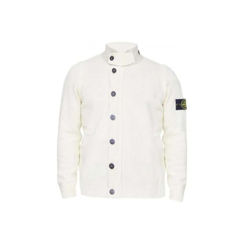 STONE ISLAND Logo Patch High Neck Cardigan-0