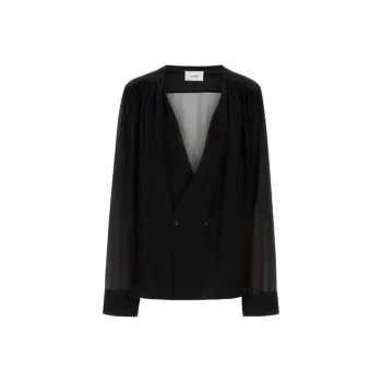 SAINT LAURENT Double Breasted V Neck Top