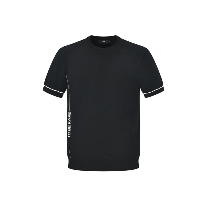 RARE Short Sleeved Sweater Pullover Men's Black-0
