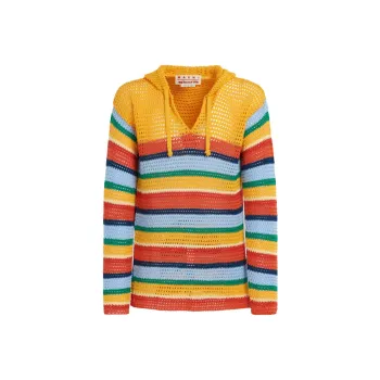 MARNI Crochet Knit Striped Hoodie