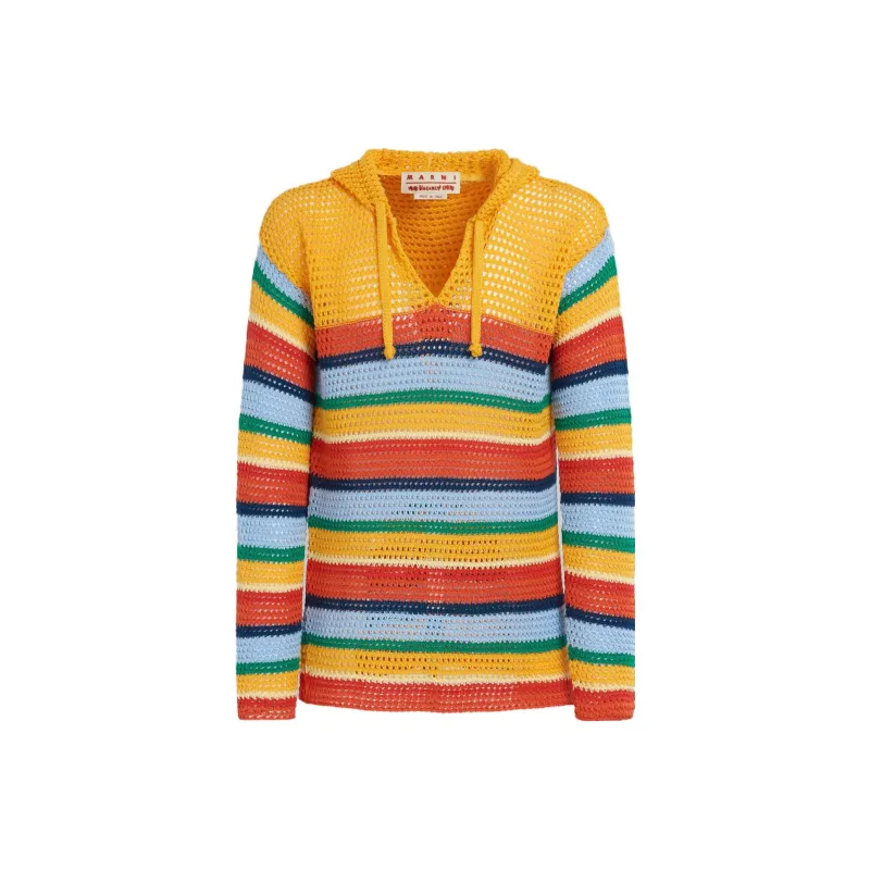 MARNI Crochet Knit Striped Hoodie-0