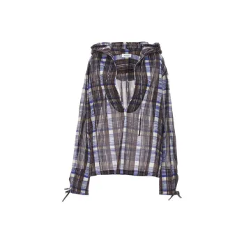 Ferragamo Check Hooded Blouse