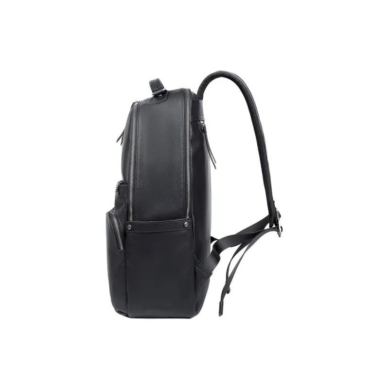 VIHUS Top Grain Cow Leather Backpack Men's Black-3
