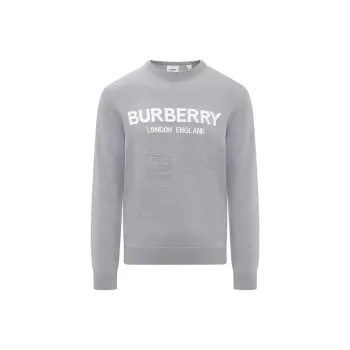 Burberry Logo Intarsia Wool Blend Sweater