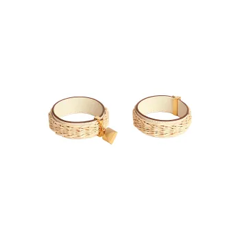 HERMES Earrings Women's Cream White
