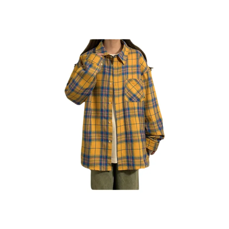 Ordifen Shirt Unisex Yellow Blue Plaid-4