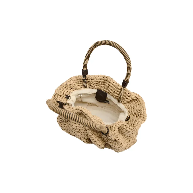 ZARA Paper Bucket Bag, One Shoulder Handbag Mini Women's Light Beige-5