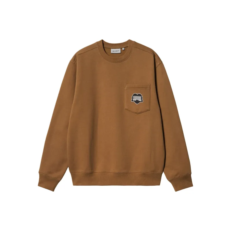 Carhartt WIP SS24 Heart Train Pocket Sweat Sweatshirt Unisex Brown-0