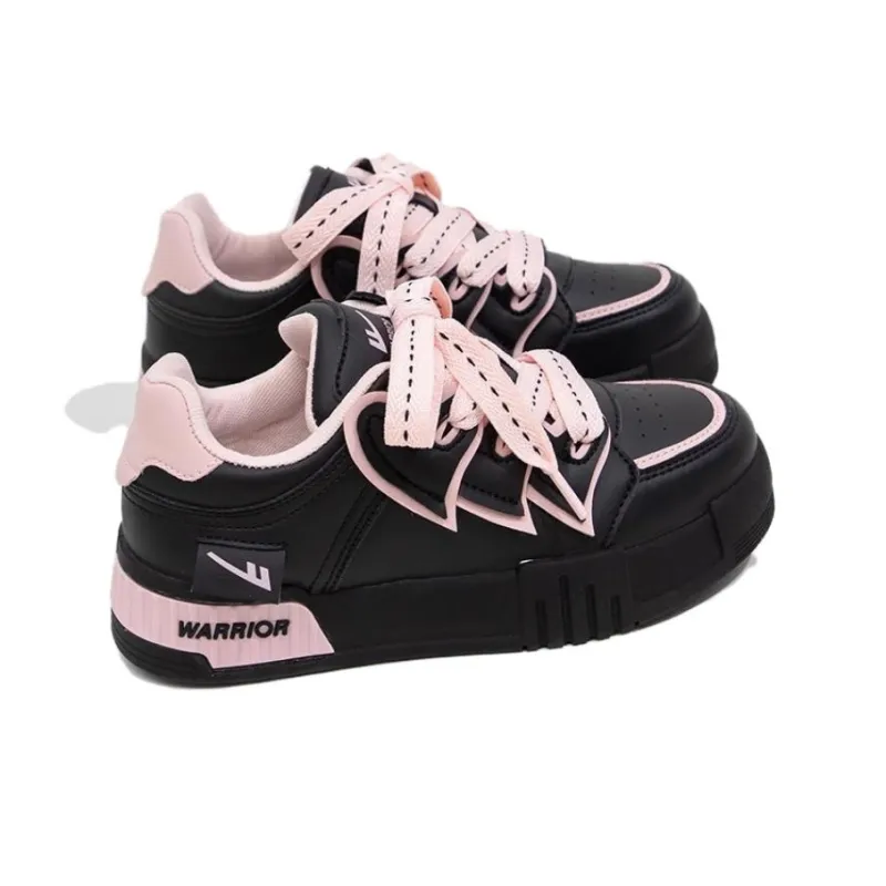 Warrior Wear resistant, Non slip And Breathable Low Top Skateboard Shoes Women's Black Light Pink-3
