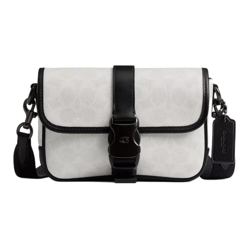 COACH League Canvas Crossbody Bag, Shoulder Bag Trumpets Men's Black & White-0