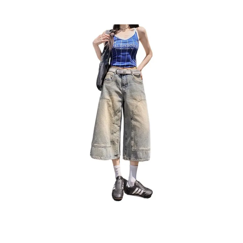 Kazakhstan Denim Shorts Women's Nostalgic Blue-3