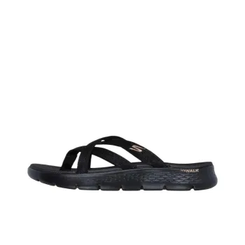 Skechers Go Walk Fle Woven Slip Resistant Flip Flops Women's Black
