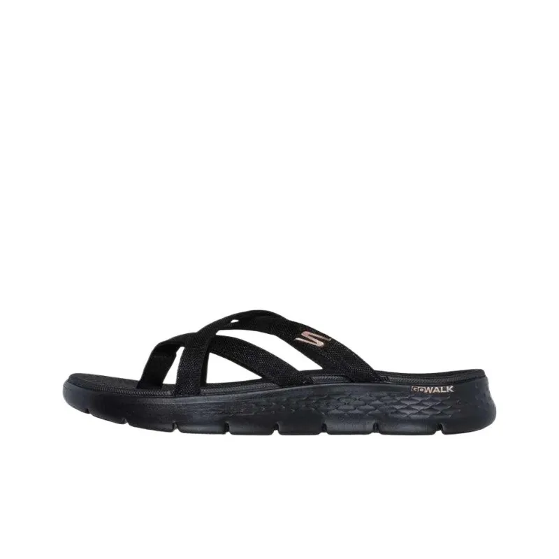 Skechers Go Walk Fle Woven Slip Resistant Flip Flops Women's Black-0