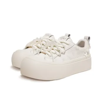 TTKJ Slip Resistant Low Top Skateboard Shoes Women's Jade Fat White