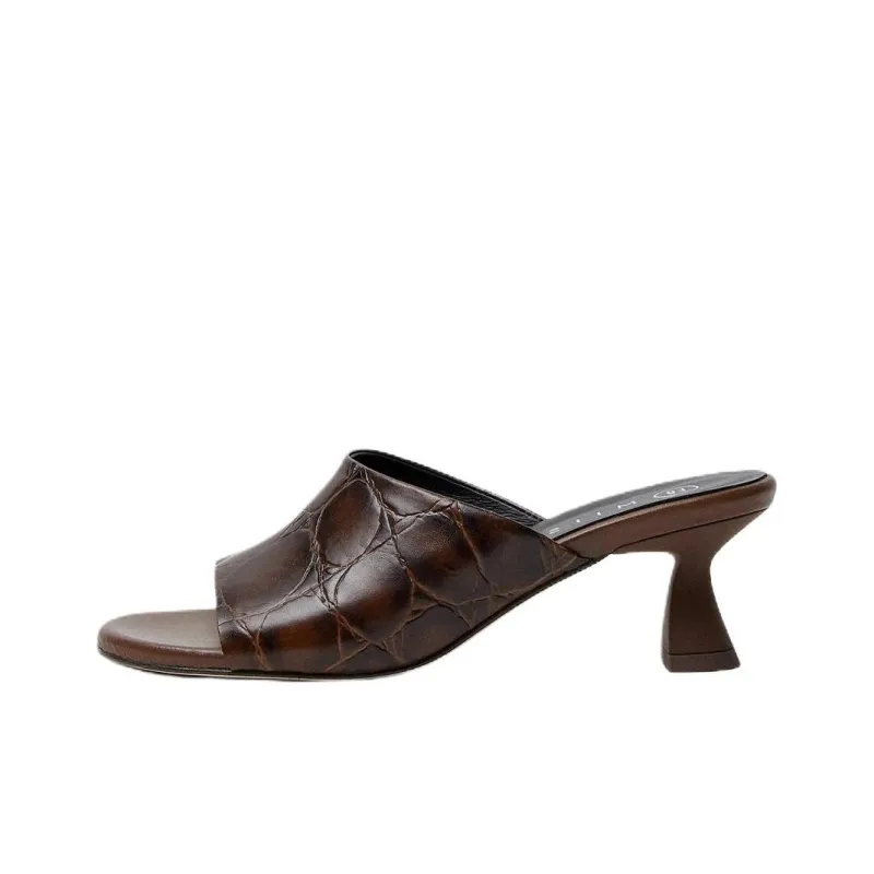 MIISTA Slide Slippers 6cm Women's Brown-0
