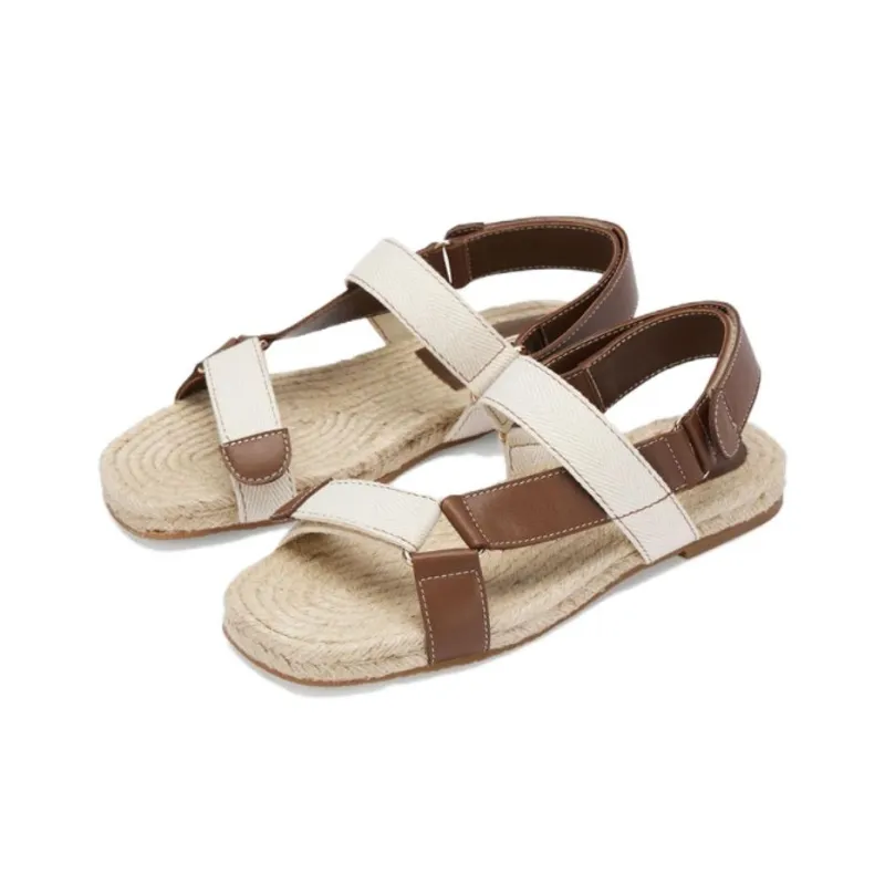 73Hours Raw Chocolate Cookie One Strap Sandals Women's Beige Brown-2
