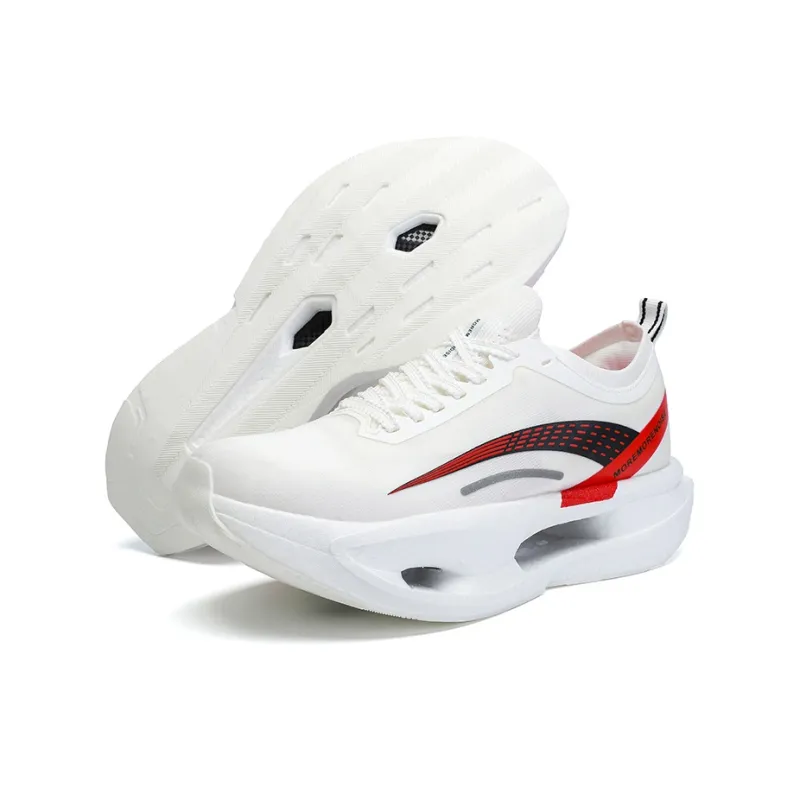 MOREMORENOISE Low Top Running Shoes Men's White Black Red-4