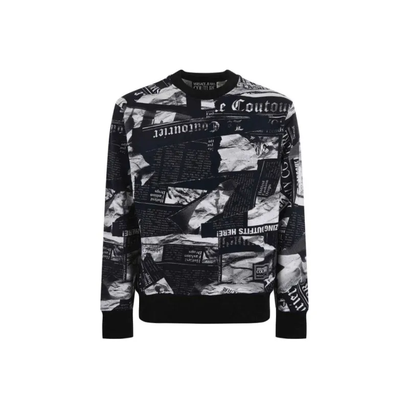 VERSACE JEANS Magazine print Cotton Sweatshirt-0