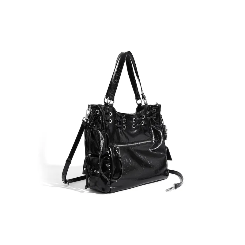 Vigno Synthetic Leather Shoulder Bag, Handbag Women's Black/Red/White-2