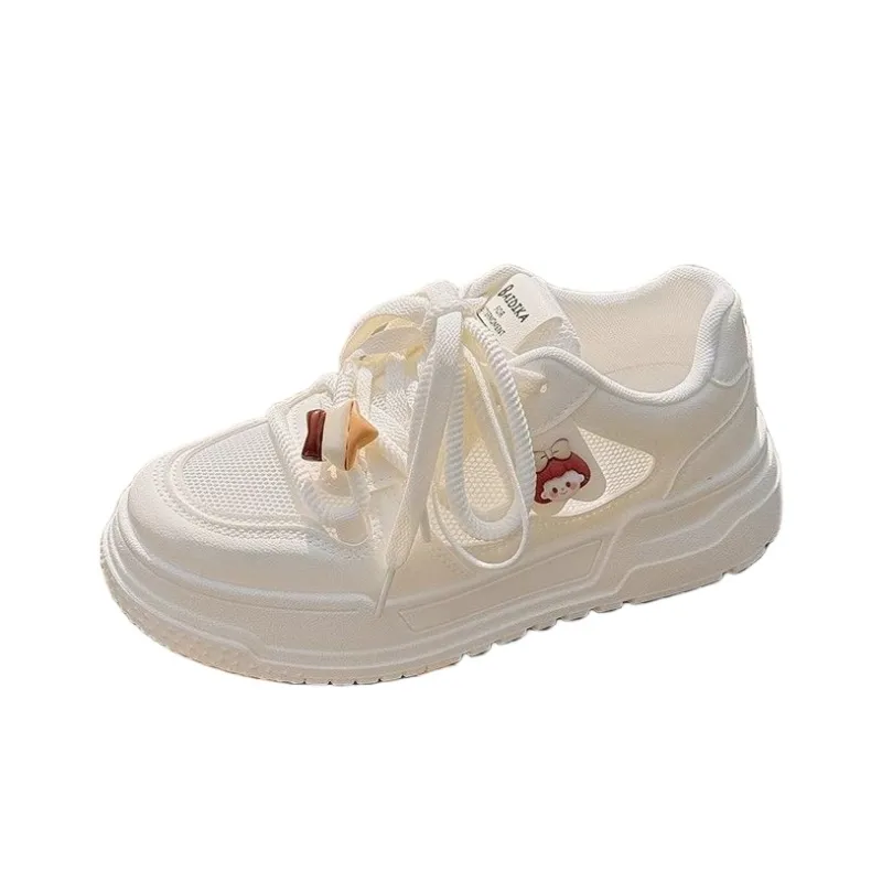 BINGO DUCK Slip Resistant Cushioning And Breathable Low Top Skateboard Shoes Women's Ecru-4
