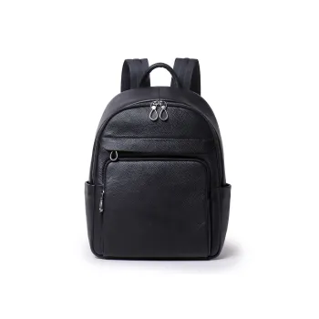 VIHUS Top Grain Cow Leather Backpack Men's Black