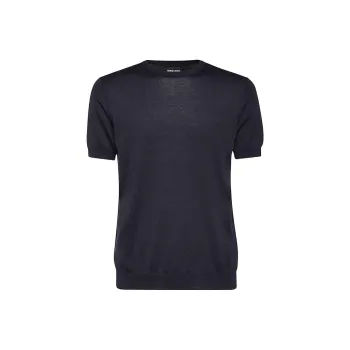 GIORGIO ARMANI Short sleeved Crew neck Jumper In Silk And Cotton