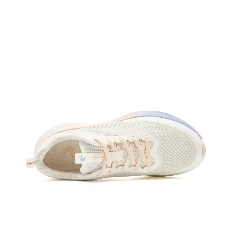 QIAODAN Cushioning, Slip Resistant, And Abrasion Resistant Low Top Casual Running Shoes Women's Beige Pink-3
