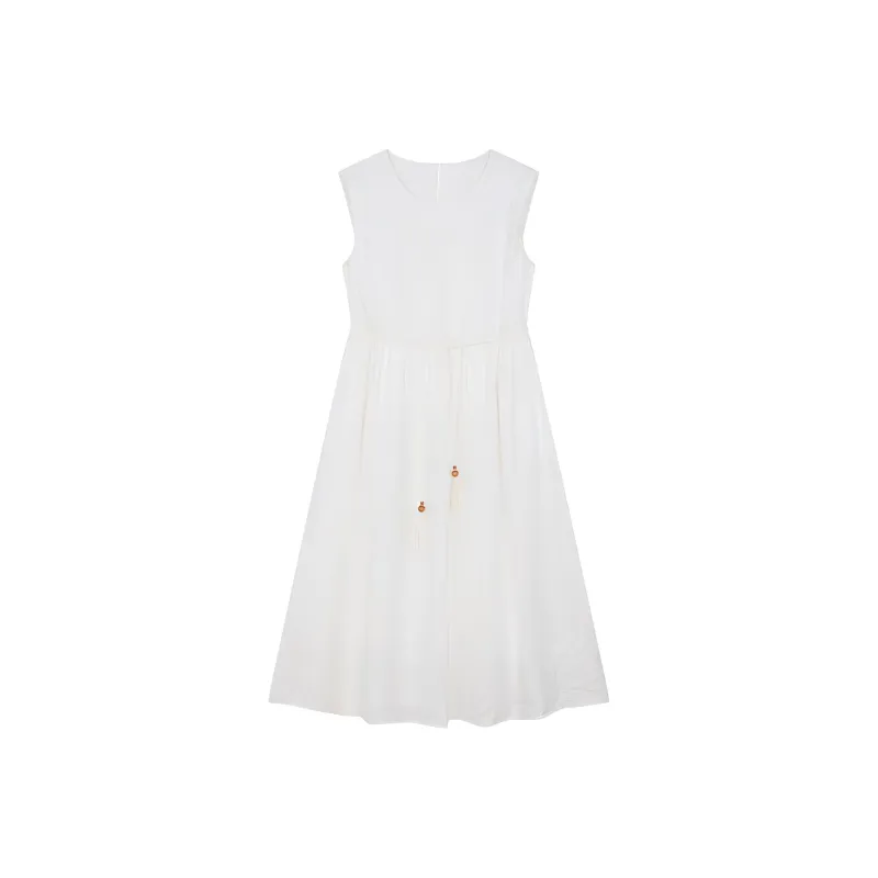 IHIMI Sleeveless Dress Women's White-2