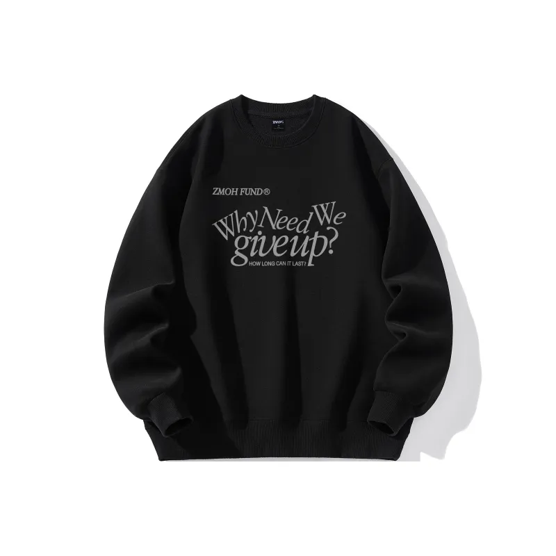 ZMOH Fleece Lined Crew Neck Sweatshirt Unisex Couple's-5