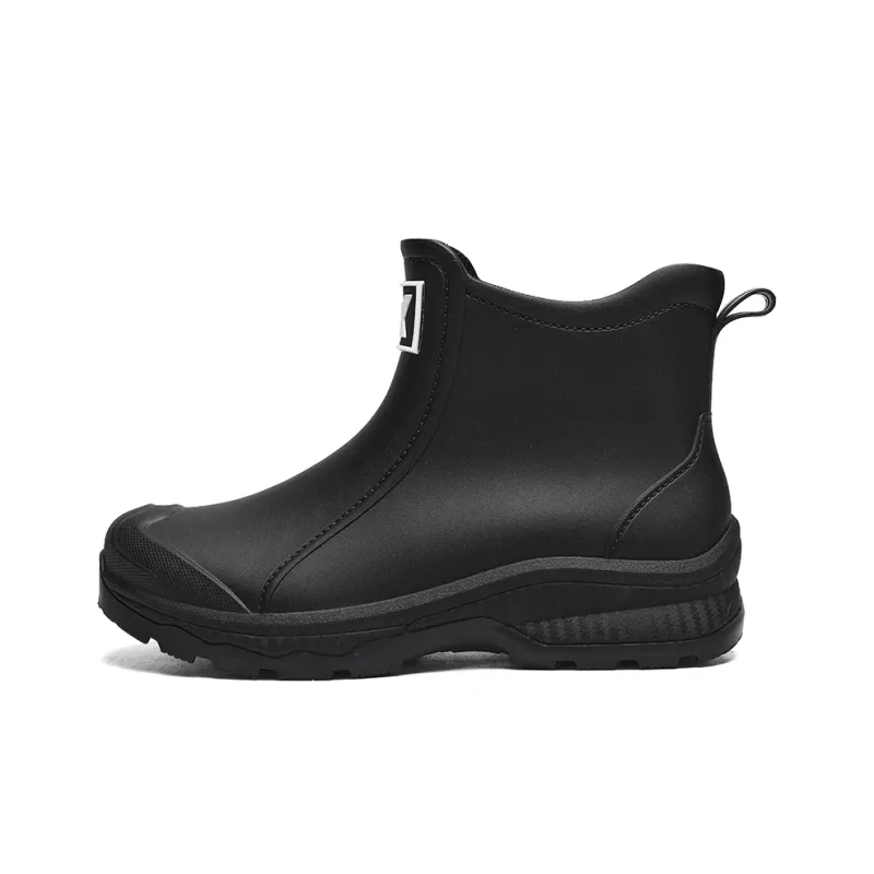 LONGYING Rain Boots Men Black/Khaki/Ecru-0