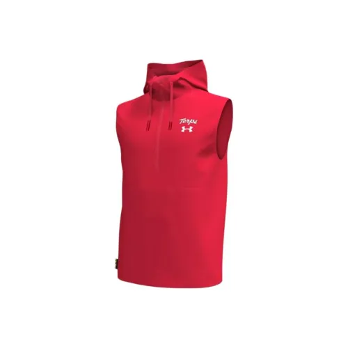 Under Armour WOVEN Collection Collegiate Sleeveless Hoodie Sweatshirt Men Red