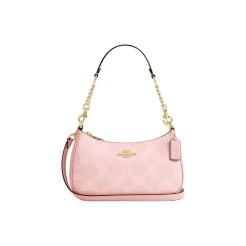 COACH Teri Artificial Leather Shoulder Bag Medium Size Women's Rouge Pink