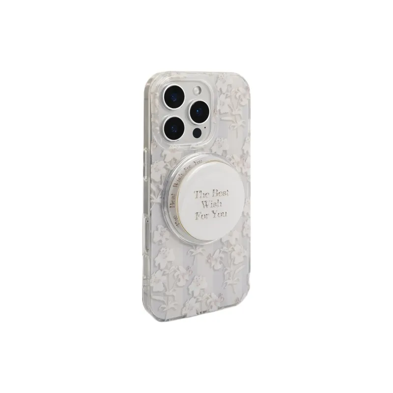 Sopi Acrylic Material Lily Flower Magnetic Stand Phone Cases Compatible With IPhone 16/15 Pro Max/Apple 13/14 Pro/Max-1
