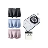 [9053 Cow Leather Belt]120S Lenzing Modal[Black+Light Blue+Leather Pink]3 Pack Gift Box Set