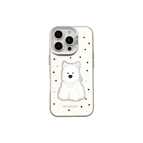 Sopi Acrylic Material Polka Dot West Highland Phone Cases Compatible With IPhone 16/15 Pro Max/Apple 13/14 Pro/Max
