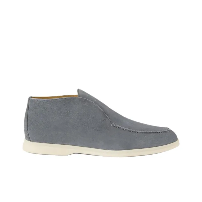 Loro Piana Open Walk Ankle Boots Men's Gray Blue-1