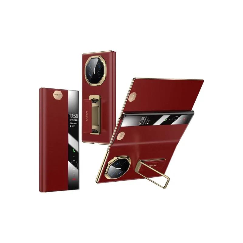 IMCHEN Genuine Leather Material Rotating Wristband Stand Phone Cases Compatible With Huawei Mate X Master Edition-6