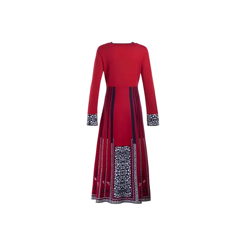 A LIFE ON THE LEFT Long Sleeved Dress Women's Burgundy-1