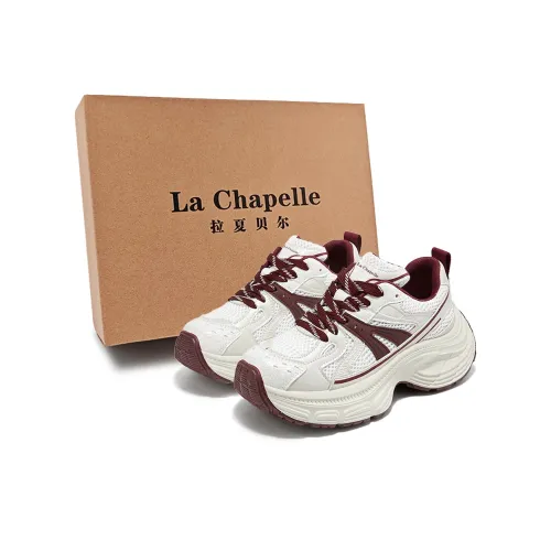 La Chapelle Minimalist Style Comfortable Platform Height Increasing 5cm Low Top Chunky Sneakers Women's Red