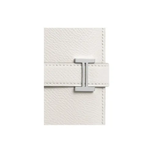 HERMES Bearn Epsom Calfskin Wallet Women's M4 Gris Pale Cream Gray