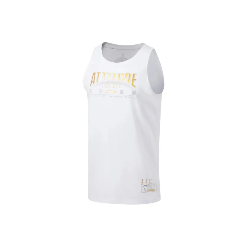 LiNing Sports Basketball Collection Vest Suspenders Men's Standard White-0