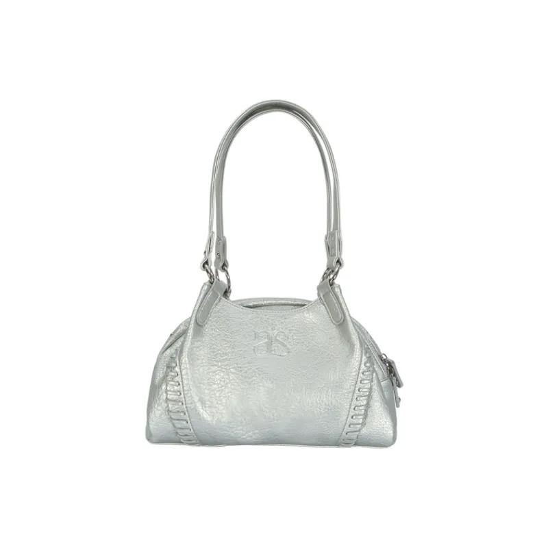 PAYOT Microfiber Synthetic Leather Shoulder Bag Regular Women's White/Black/Silver/Gray-6