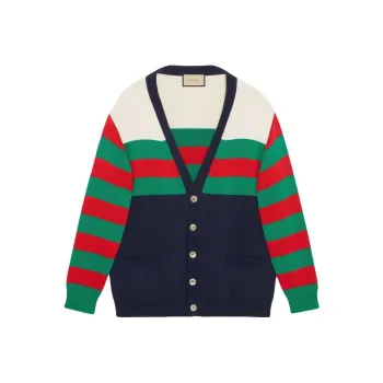 GUCCI Striped Button Up Cardigan
