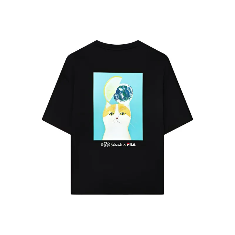 FILA Drop Shoulder Sleeve T Shirt Women's Black-1
