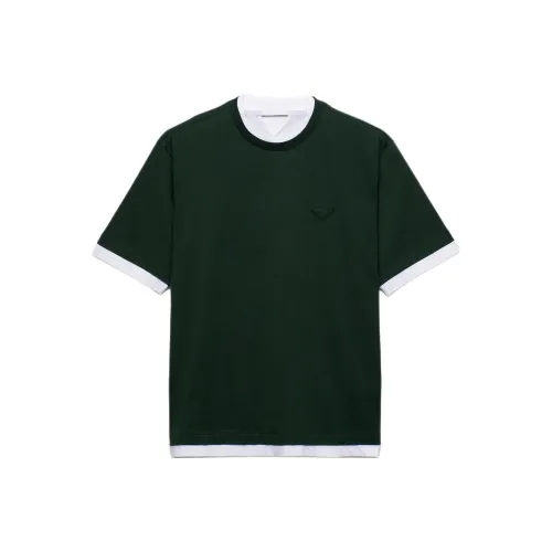 PRADA Logo Emblem Round Neck Pullover Short-Sleeved T-Shirt Men's Fir Green