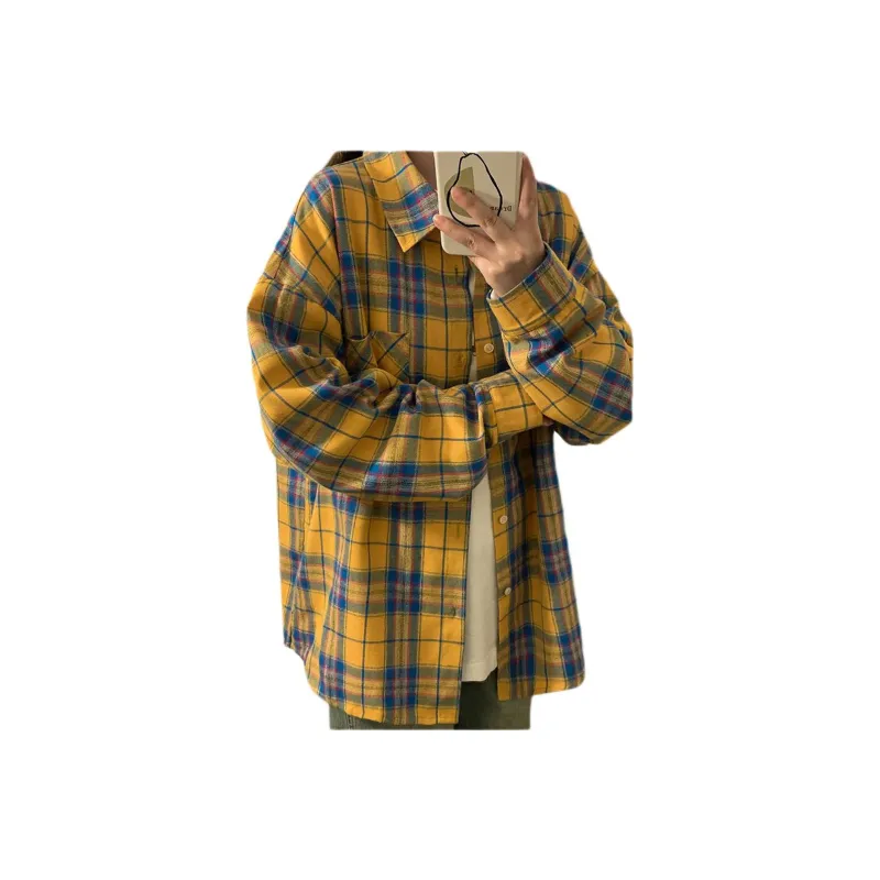 Ordifen Shirt Unisex Yellow Blue Plaid-3