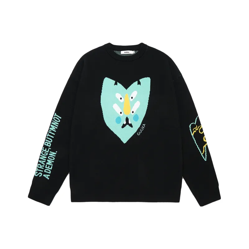 Guuka Trendy Jacquard Crew Neck Sweater Unisex-0