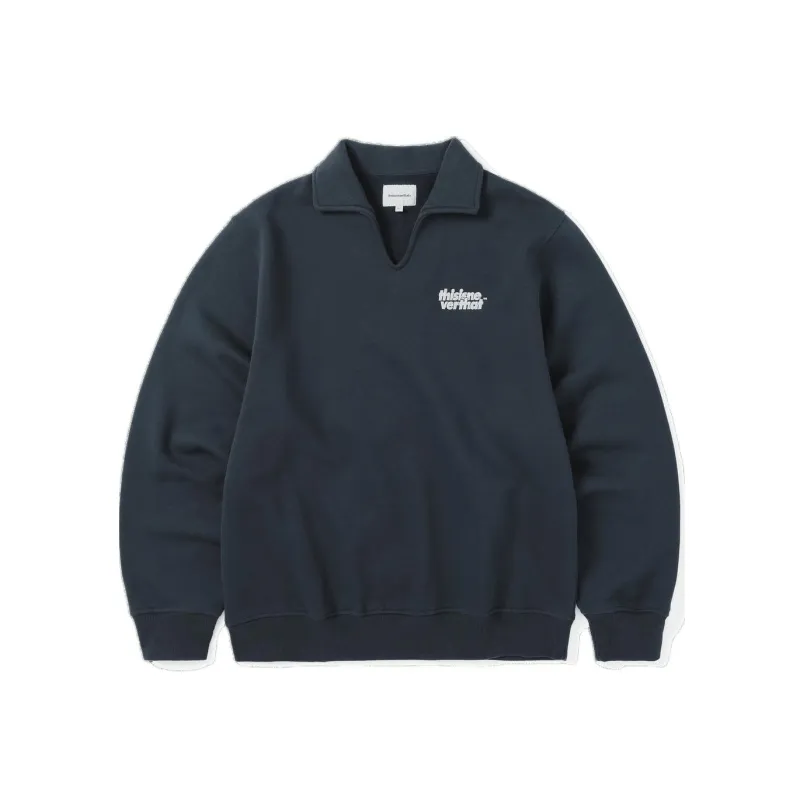 Thisisneverthat FW24 Open Collar Sweatshirt Unisex Marine Blue-0