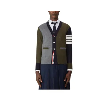 THOM BROWNE Colour Block Knitted Cardigan