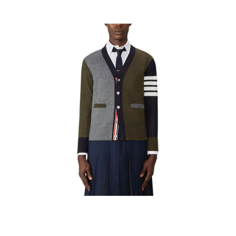 THOM BROWNE Colour Block Knitted Cardigan-0